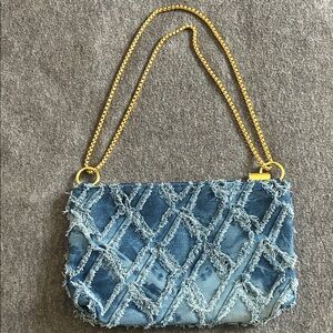 Blue Denim Chain Shoulder Bag